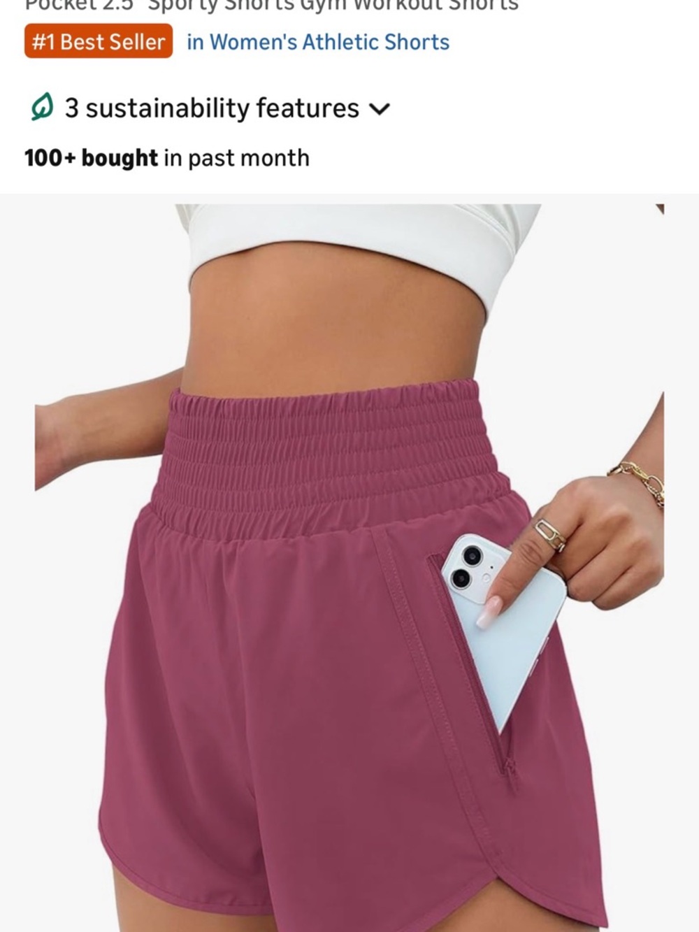BMJL - High-Waist Athletic Shorts for Women — Mauve - Size Small